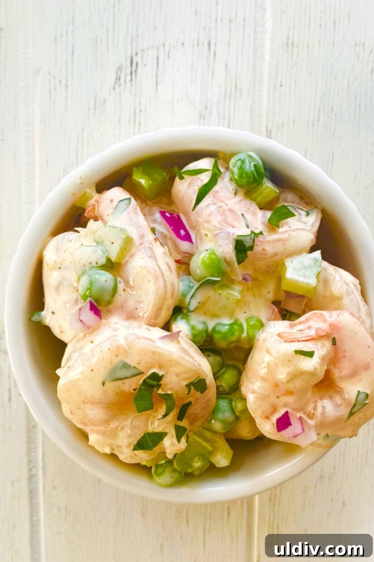 Quick Old Bay Shrimp Salad Sensation 12 a single serving of shrimp salad.