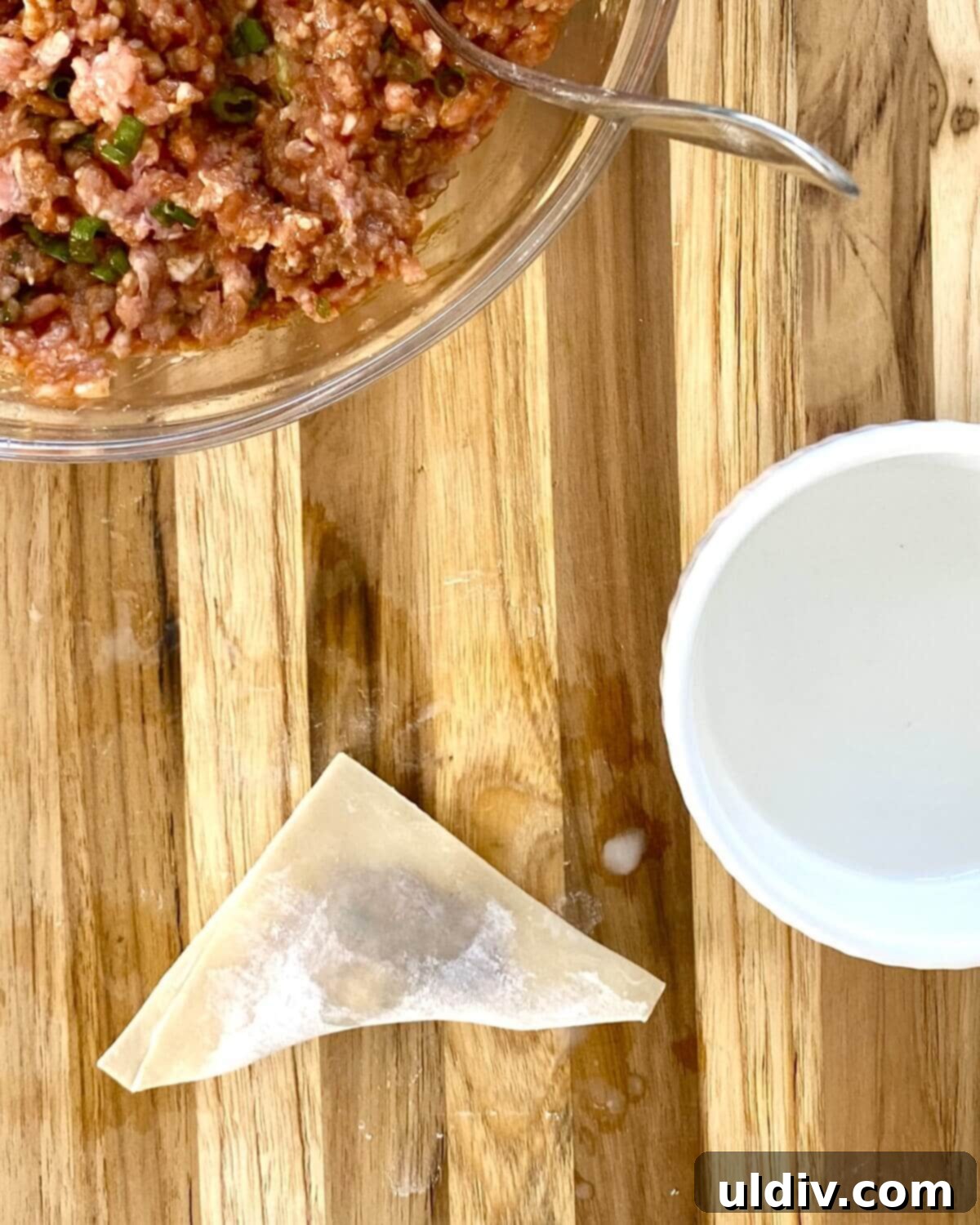 Irresistible Pork Potstickers with Signature Dipping Sauce 8 1st fold for pork potstickers.