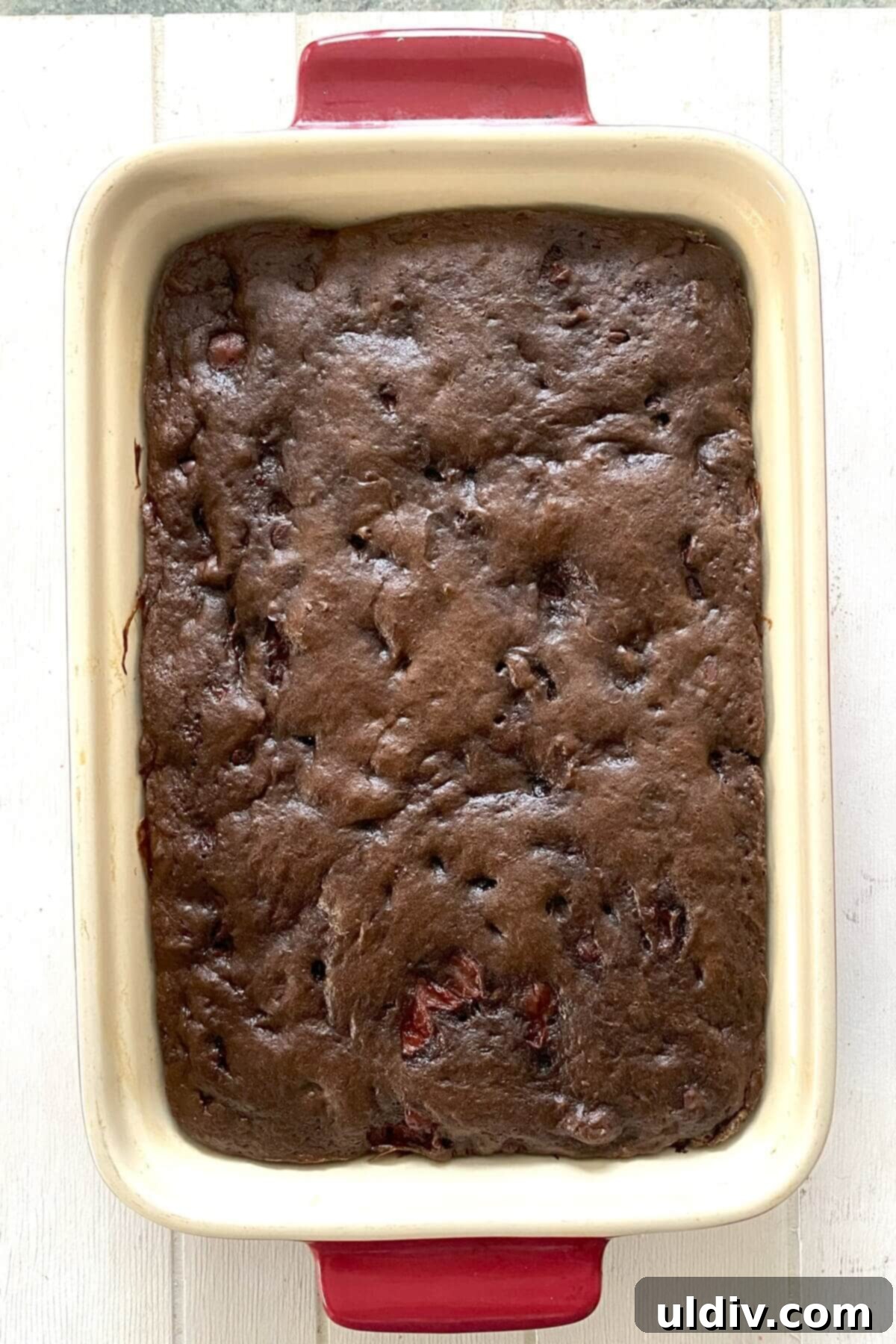 A baked chocolate cake.
