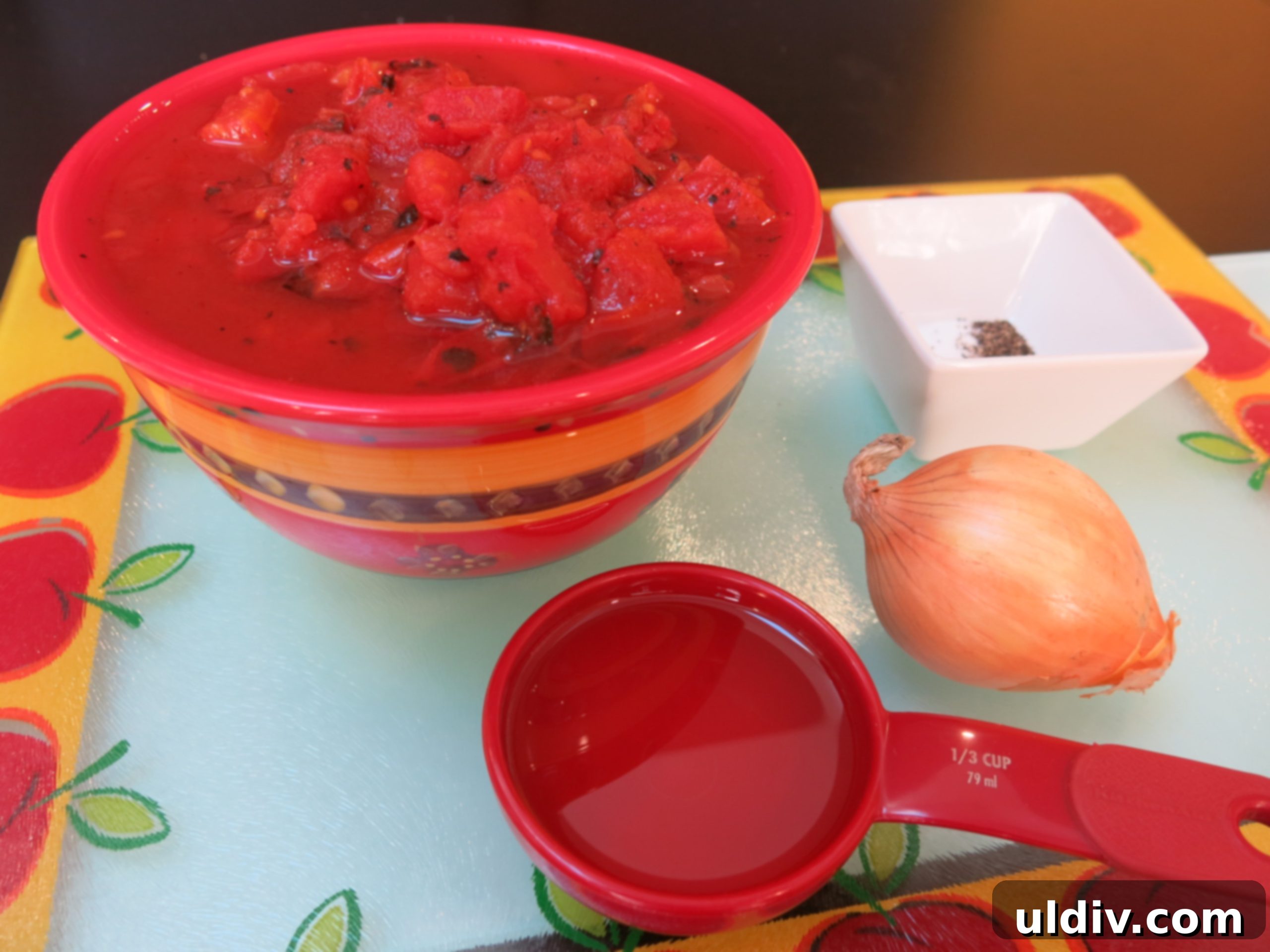 Childhood's Pure Rustic Roasted Pepper Eggplant Dip 4 Fire-roasted tomatoes and other ingredients for the dip
