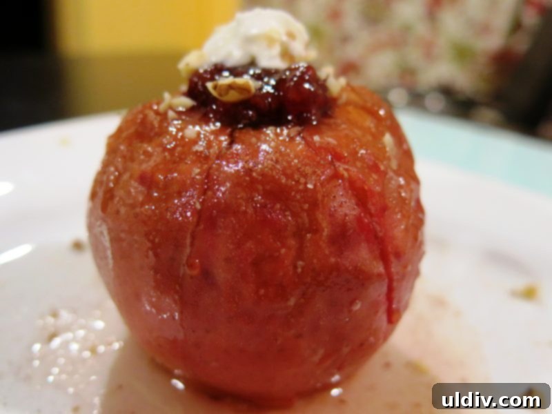 My Favorite Light Treat: Walnut & Jam Stuffed Apples 3 A smaller image of a baked apple, likely from a recipe card