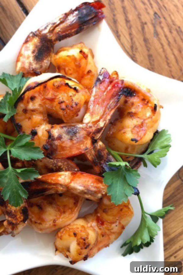 Sweet & Spicy Korean BBQ Shrimp Recipe 4 plate with glazed Korean barbecue shrimp