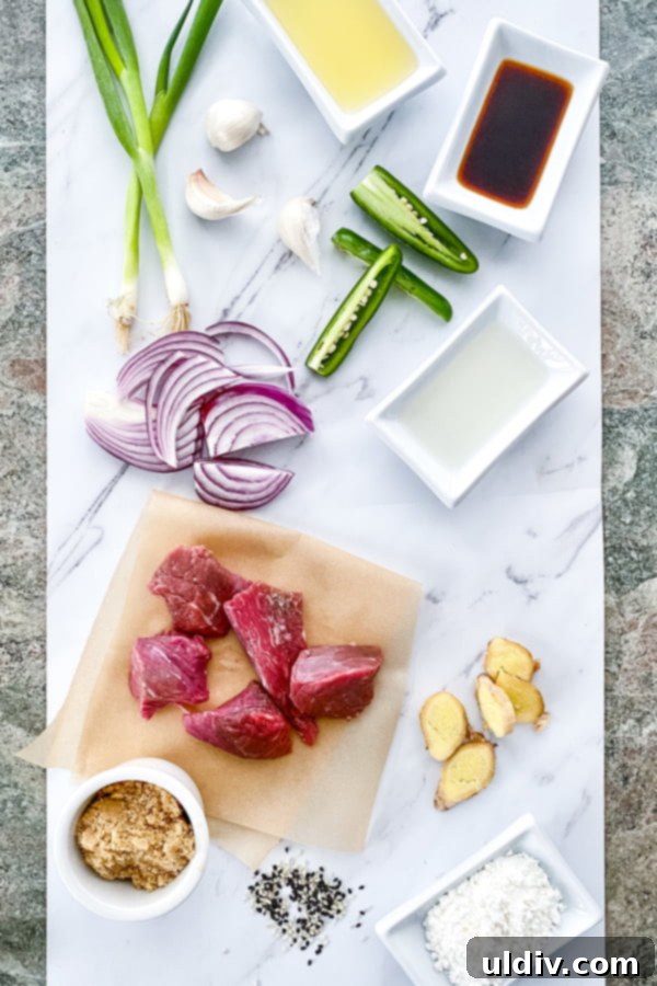 ingredients for Asian beef stew