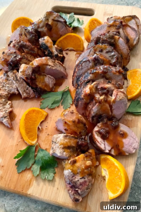 Chipotle Honey-Orange Glazed Pork 2 Grilled pork tenderloin with a spicy chipotle honey orange sauce.