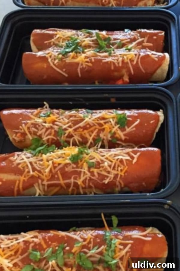 Easy Beef and Cheese Enchiladas 4 beef enchiladas packaged for personal chef clients