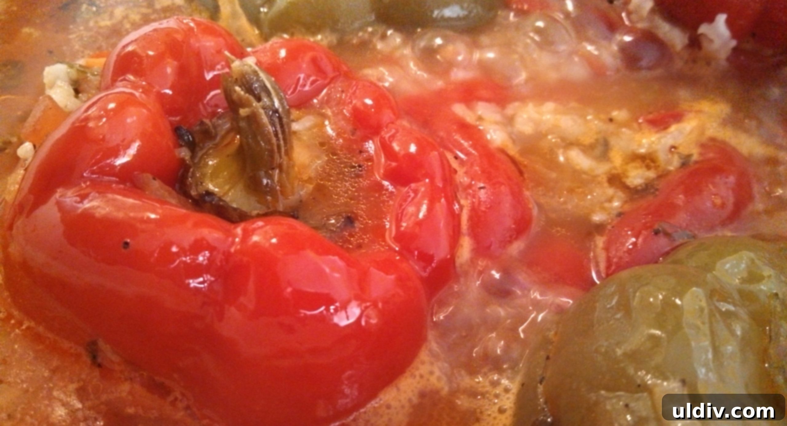 Friday the 13th: Revisiting Joy, Unearthing the Past, and the Surprising Comfort of Stuffed Peppers 11 Stuffed Peppers Simmering in Sauce on the Stovetop