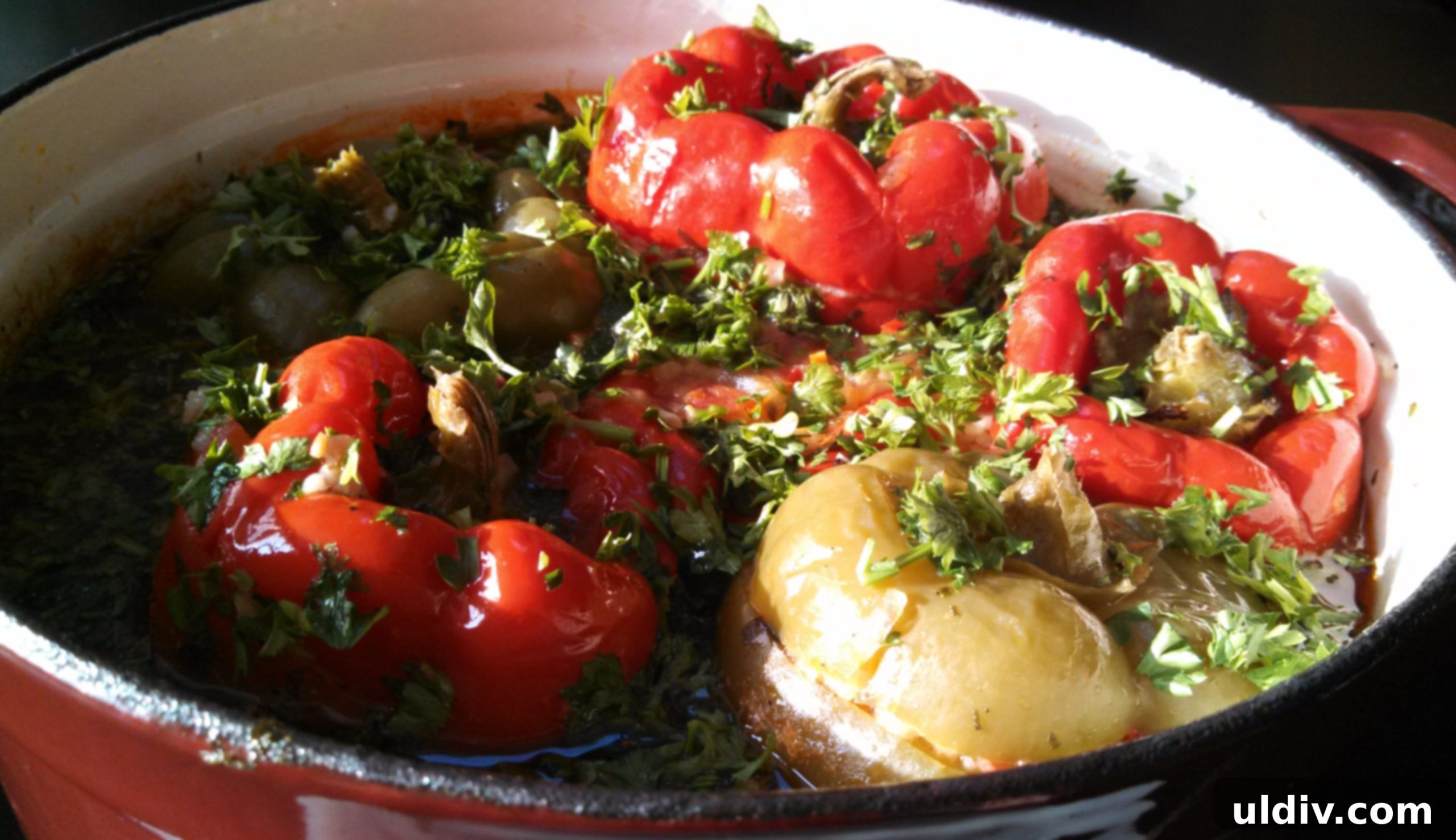 Friday the 13th: Revisiting Joy, Unearthing the Past, and the Surprising Comfort of Stuffed Peppers 12 Finished Vegetarian Stuffed Peppers Garnished with Parsley