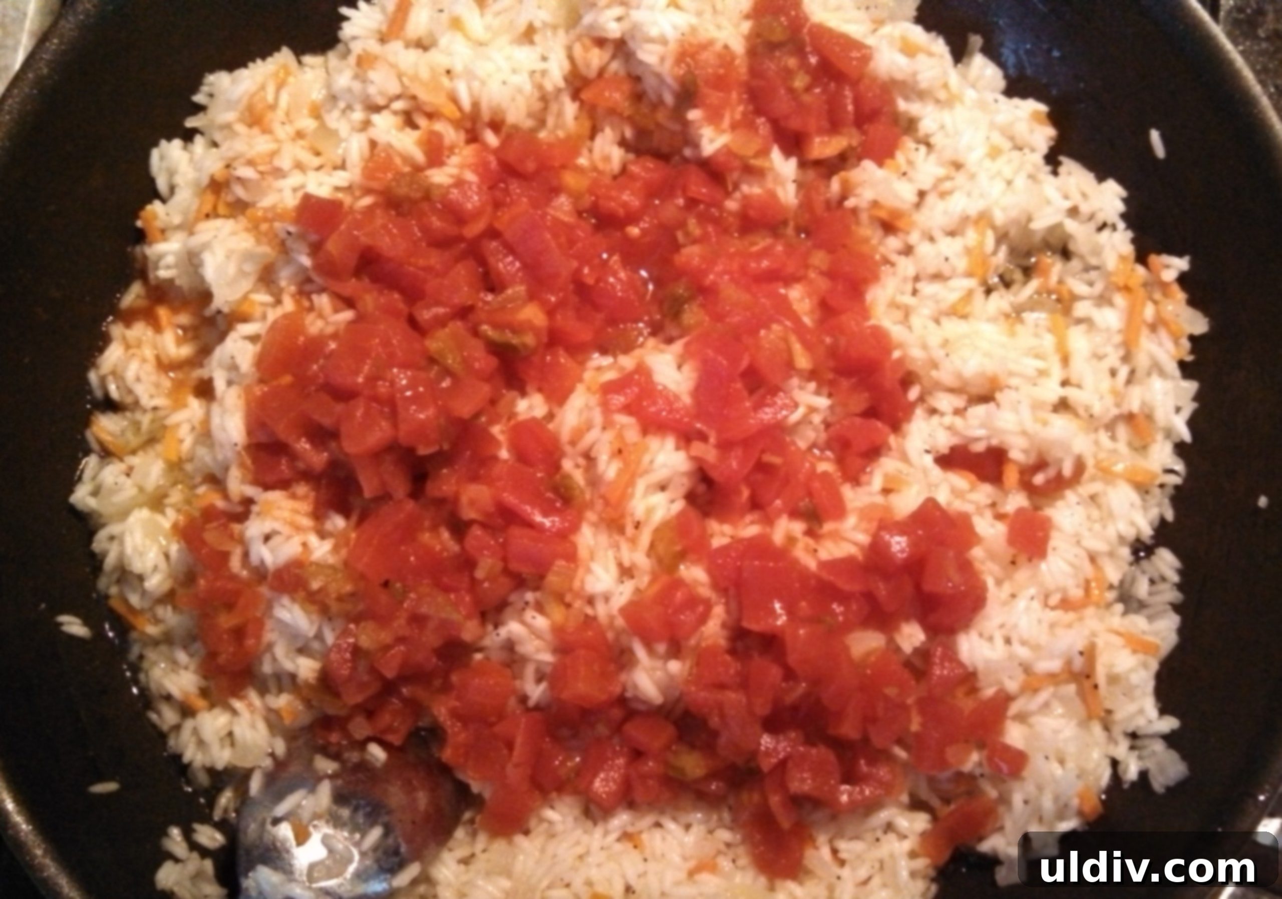 Friday the 13th: Revisiting Joy, Unearthing the Past, and the Surprising Comfort of Stuffed Peppers 4 Adding Canned Diced Tomatoes to the Rice Filling