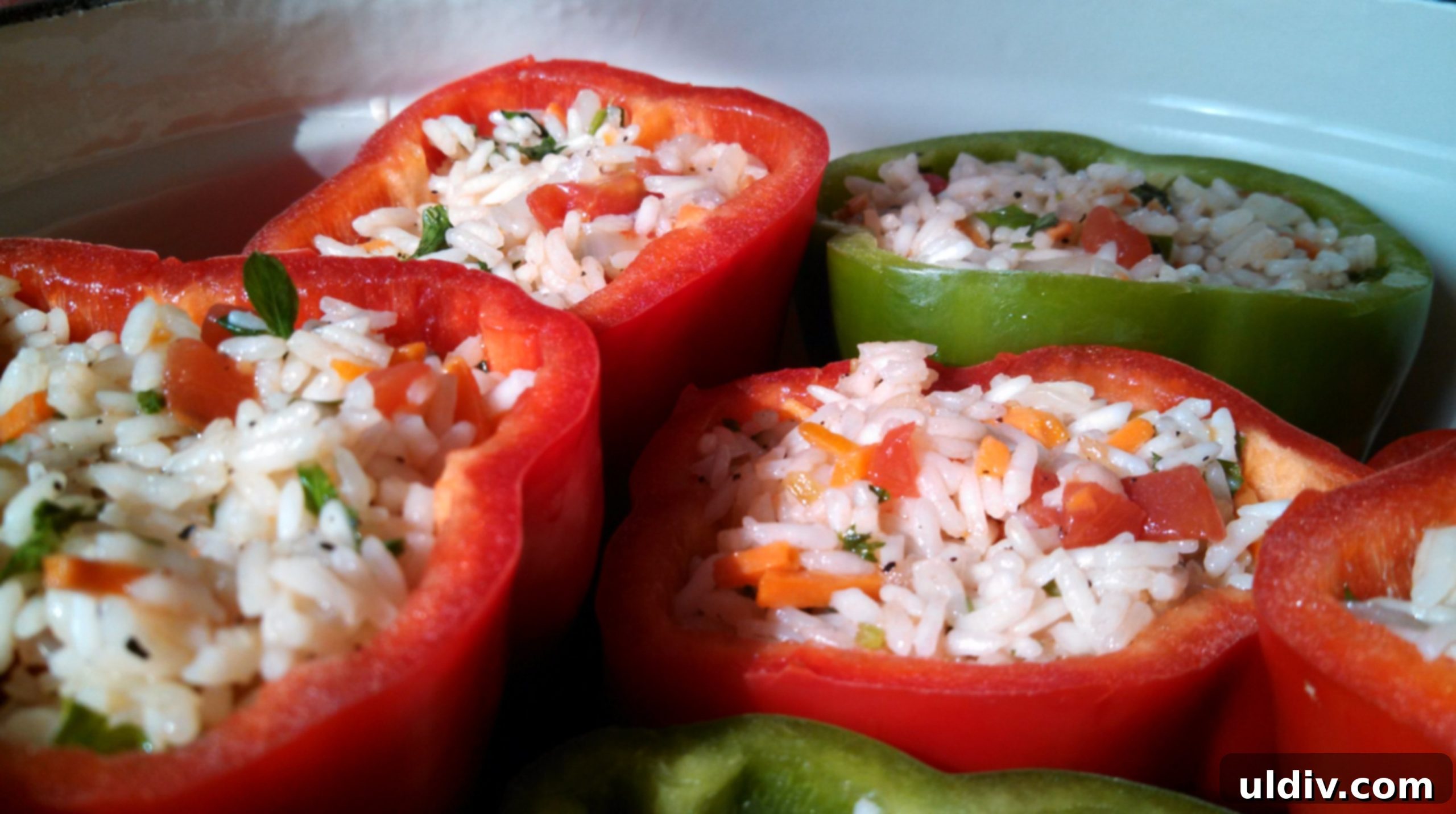 Friday the 13th: Revisiting Joy, Unearthing the Past, and the Surprising Comfort of Stuffed Peppers 8 Stuffed Peppers with Lids Placed Back On, Ready to Cook
