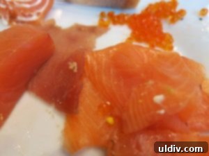 H Forman and Son The Alchemy of Gourmet Smoked Salmon Brunch 3 Artisan cured fish, a close-up showcasing the quality and texture of H. Forman & Son's gourmet products.