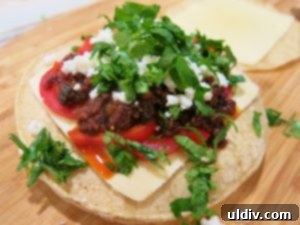 Cinco de Mayo Weekend Double Stacked Tortilla Sandwich Feast 10 Second corn tortilla stack with chorizo, crumbled queso fresco, and chopped cilantro added.