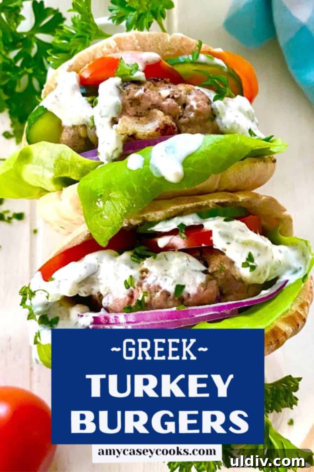 A vibrant collage of Greek turkey burgers in pitas, fresh ingredients, and finished dishes, perfect for sharing.