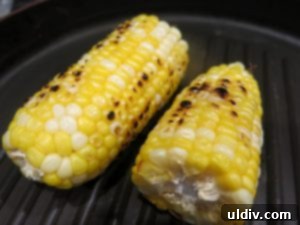 Sweet corn grilling on a hot grill for the panino salad