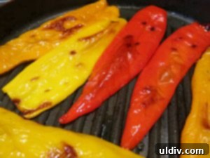 Lighten Up Your 4th of July Grill: Chicken, Tomato, and Arugula Salad for Burgers and Dogs 5 Grilled sweet peppers cooling, ready for salad assembly