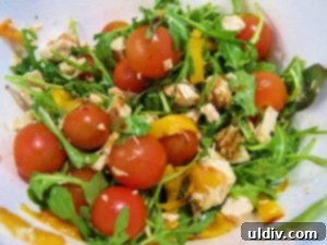 Lighten Up Your 4th of July Grill: Chicken, Tomato, and Arugula Salad for Burgers and Dogs 8 Chicken, Tomato & Arugula Salad with a drizzle of grape glaze