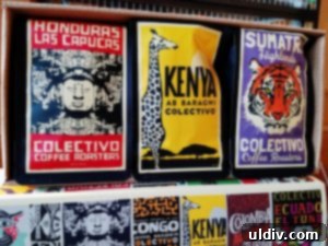 Colectivo Coffee Logan Square Brewing Stories One Sip at a Time 8 Colectivo coffee bag with artistic travel-themed design