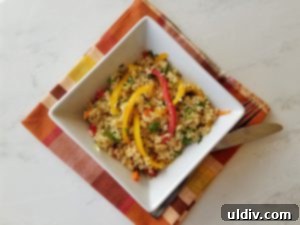 Second Helping of Spring Healthy Eating Book Reviews All Day Long 5 A generous serving of Thai Lime Quinoa Salad with a focus on its colorful ingredients