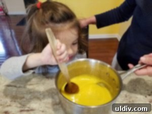 Michelle and Nellie's Heartwarming Pre-Mother's Day Cook-Along 7 Adding milk to pastry cream mixture