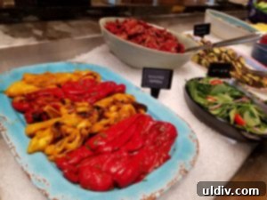 Beyond the Flame: A Vegetarian Spring Sojourn at Fogo de Chão, Savoring Watermelon Fresca 7 A bowl of exquisitely roasted bell peppers and other antipasti from Fogo de Chão's Market Table.