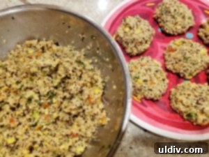 Elevated Quinoa Patties for Your Best Vegetarian Life 7 Formed quinoa patties ready for frying