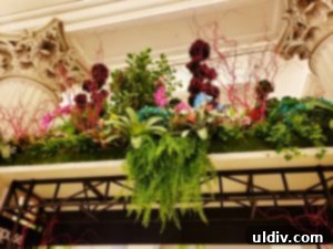 Macy's Flower Show A Burst of Spring 11 Majestic architectural elements like grand bridges and columns lavishly decorated with blooming flowers at Macy's Flower Show