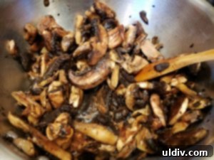 Sautéing mushrooms for the side dish