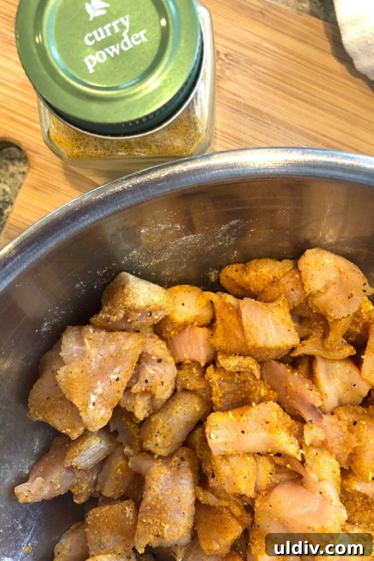 Velvety Thai Coconut Chicken Curry 5 seasoning chicken for Thai recipe.