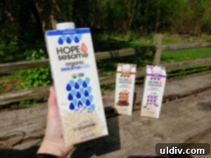 Hope & Sesame Waffle Recipe, Review, and Mother's Day Giveaway 4 A glass of Hope & Sesame original sesamemilk, showcasing its creamy texture