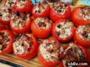 Ricotta and sausage-stuffed tomatoes, a delicious and wholesome recipe made from Chef Viviani's latest cookbook.