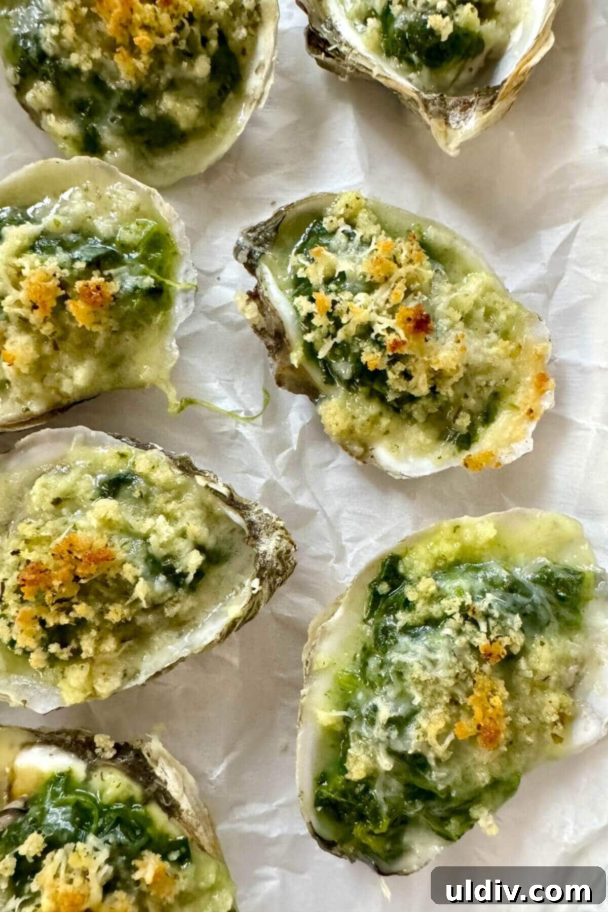 Indulgent Oysters Rockefeller 2 This simple Oysters Rockefeller recipe uses frozen creamed spinach making it easy to prepare, but no less impressive. It's a happy hour must!