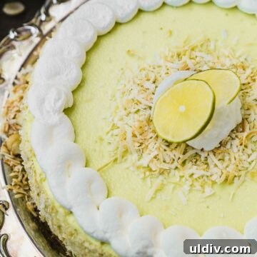 Tangy Key Lime Cheesecake Recipe with Graham Cracker Crust 5 key lime cheesecake on a serving platter