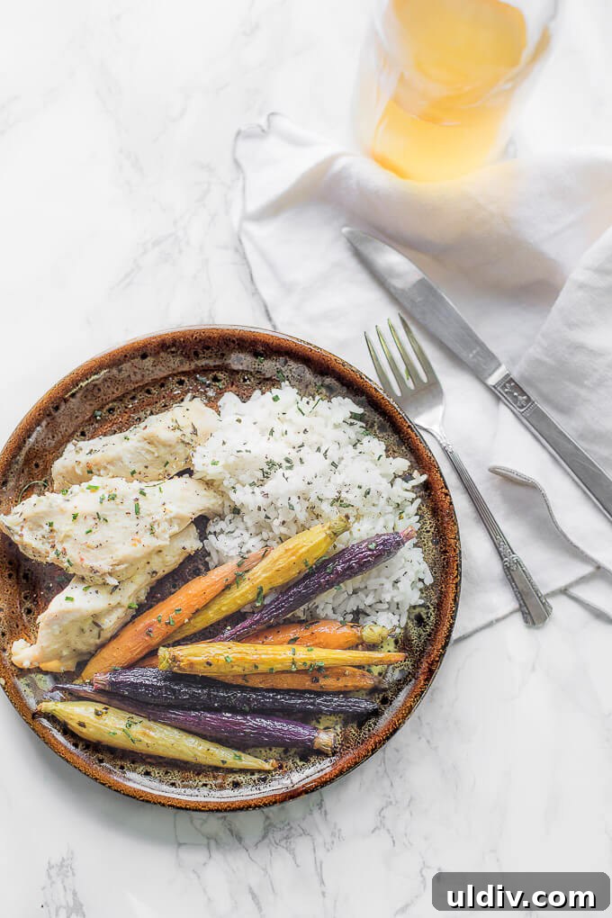Sweet and Savory Oven-Roasted Carrots with Honey and Herbs 4 Plated roasted carrots.