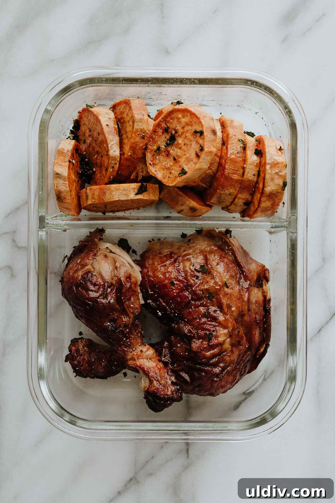 5 Rotisserie Chicken Meal Prep Ideas for Weekday Lunches 4 Chicken thigh with sweet potatoes