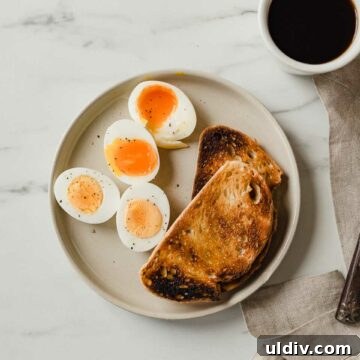Instant Pot: How to Make Perfect Hard and Soft Boiled Eggs 7 soft boiled eggs and hard boiled eggs on a plate with toast