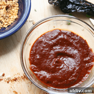 Smoky Ancho Chile Sauce Recipe for Tacos, Marinades & Dips 7 ancho chile paste in a bowl.