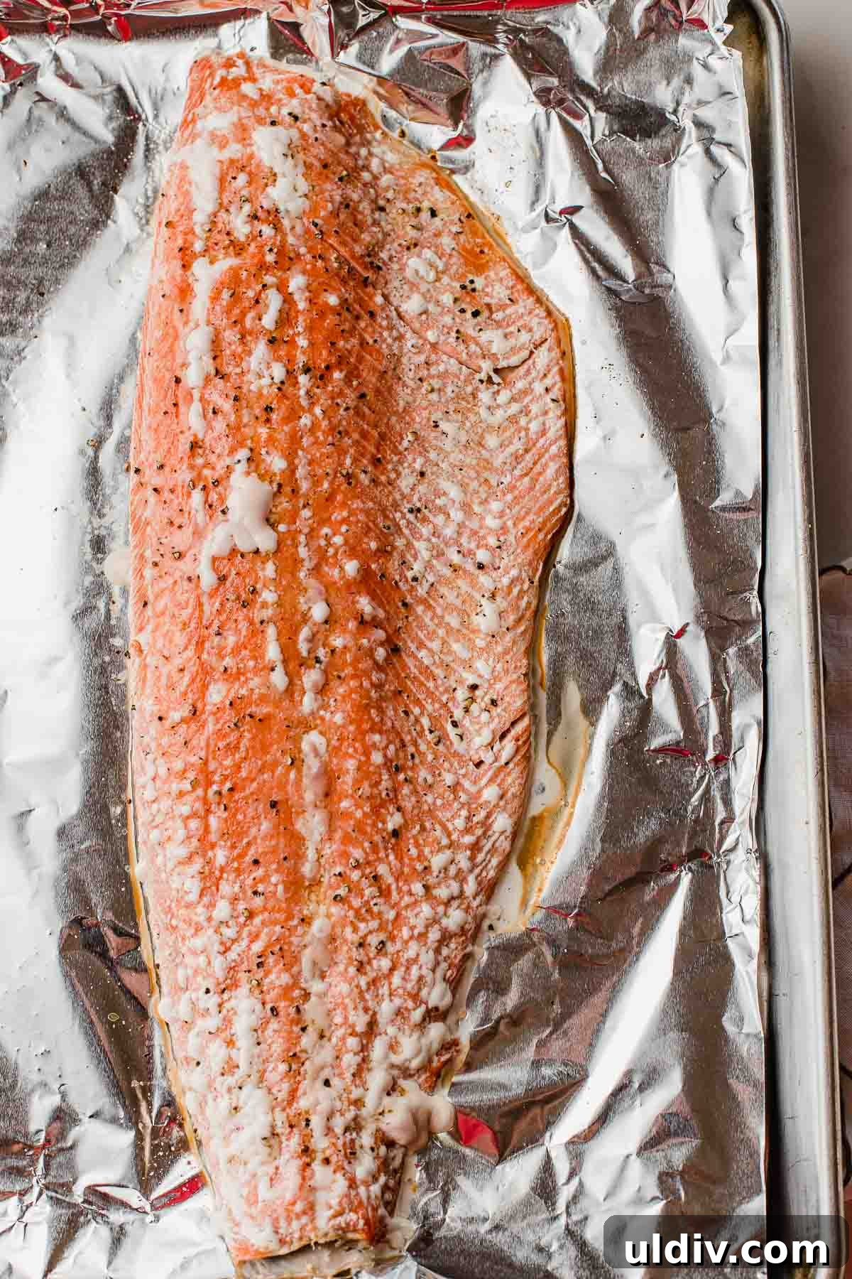 Oven-Baked Salmon with Lemon Herb Glaze 4 The salmon fillet after being taken out of the oven.