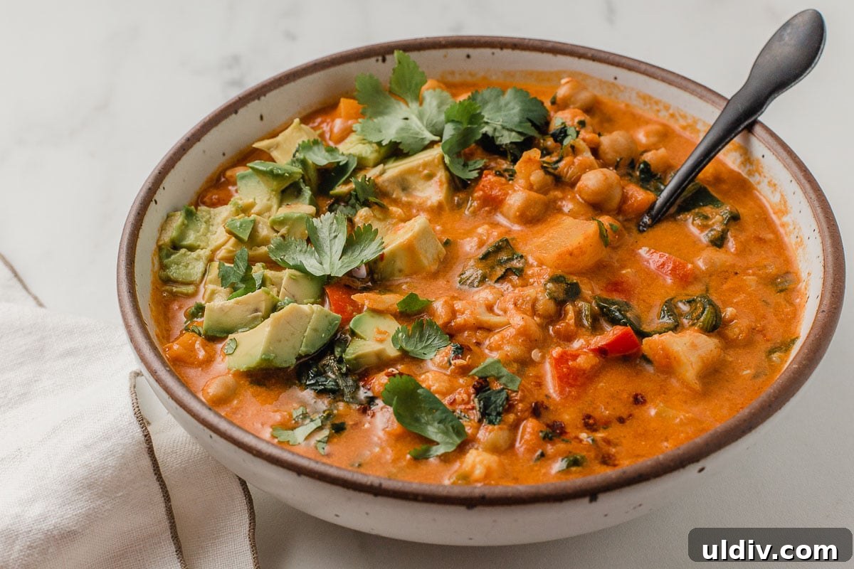 Instant Pot Chickpea Curry Recipe — Quick Weeknight Dinner 4 Chickpea cauliflower curry with avocado and cilantro.