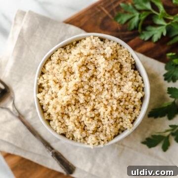 A bowl of quinoa made in the Instant pot.