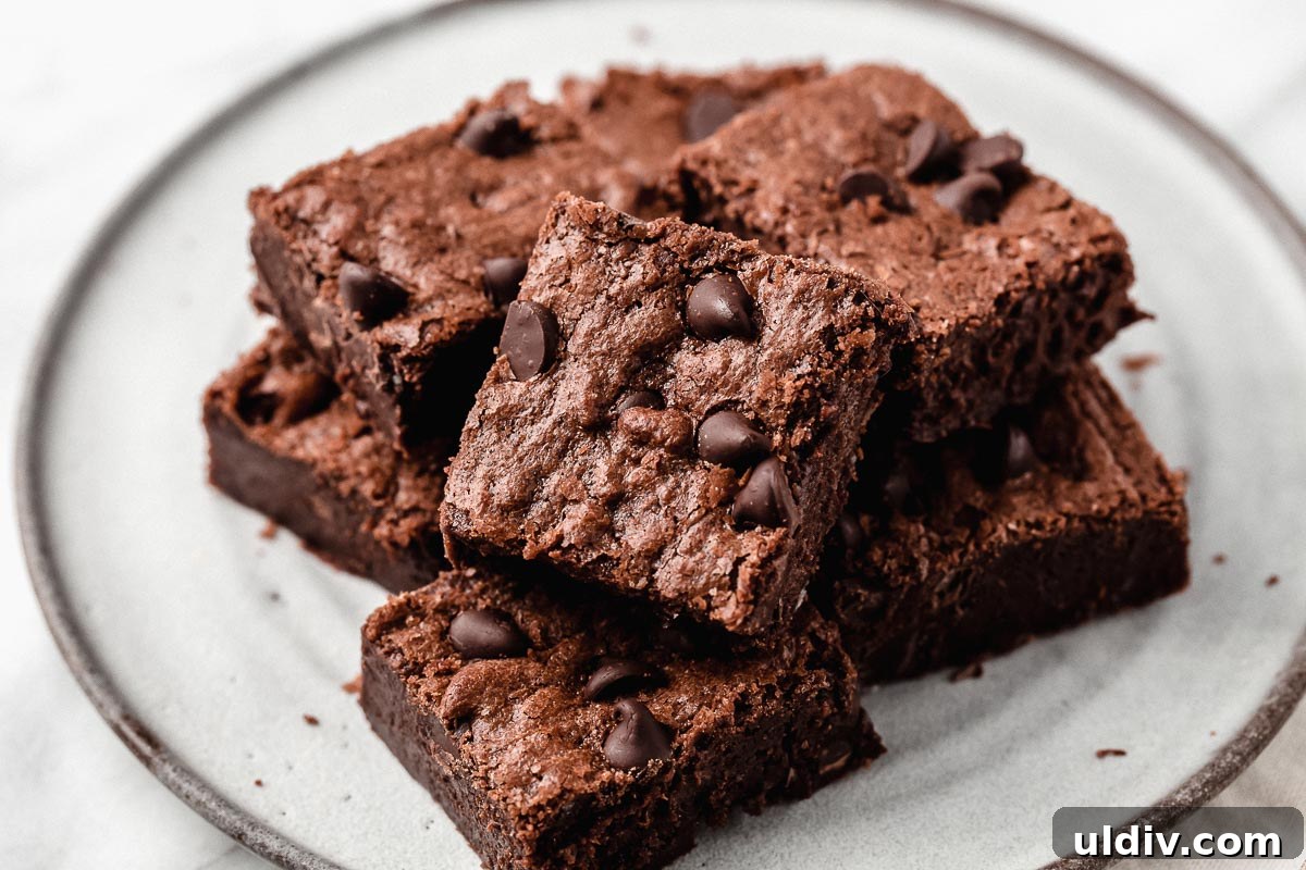 A plate of homemade brownies.